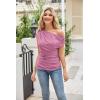 imageGRACE KARIN One Shoulder Summer Tops for Women Ruched Batwing Asymmetrical Tops Dressy Casual Party ShirtsPink