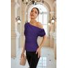 imageGRACE KARIN One Shoulder Summer Tops for Women Ruched Batwing Asymmetrical Tops Dressy Casual Party ShirtsPurple