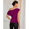 imageGRACE KARIN One Shoulder Summer Tops for Women Ruched Batwing Asymmetrical Tops Dressy Casual Party ShirtsRose Red