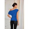 imageGRACE KARIN One Shoulder Summer Tops for Women Ruched Batwing Asymmetrical Tops Dressy Casual Party ShirtsRoyal Blue