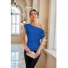 imageGRACE KARIN One Shoulder Summer Tops for Women Ruched Batwing Asymmetrical Tops Dressy Casual Party ShirtsRoyal Blue