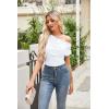 imageGRACE KARIN One Shoulder Summer Tops for Women Ruched Batwing Asymmetrical Tops Dressy Casual Party ShirtsWhite