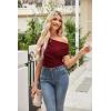 imageGRACE KARIN One Shoulder Summer Tops for Women Ruched Batwing Asymmetrical Tops Dressy Casual Party ShirtsWine Red
