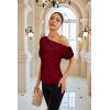 imageGRACE KARIN One Shoulder Summer Tops for Women Ruched Batwing Asymmetrical Tops Dressy Casual Party ShirtsWine Red