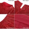 imageGRACE KARIN Seqin Tank Tops for Women Dressy Glitter Sparkly Shirts Party Cami Crop Vest Shimmer BlouseRed