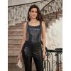 imageGRACE KARIN Sequin Tank Tops for Women Bustier Corset Top Sparkle Sexy Slim Camisole Sleeveless PartyBlack Silver