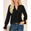 imageGRACE KARIN Womens Long Sleeve Shirts 2025 V Neck Dressy Casual Eyelet Tops Fall Lace Embroidered BlousesBlack