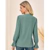 imageGRACE KARIN Womens Long Sleeve Shirts 2025 V Neck Dressy Casual Eyelet Tops Fall Lace Embroidered BlousesLight Gray Green