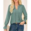 imageGRACE KARIN Womens Long Sleeve Shirts 2025 V Neck Dressy Casual Eyelet Tops Fall Lace Embroidered BlousesLight Gray Green