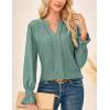 imageGRACE KARIN Womens Long Sleeve Shirts 2025 V Neck Dressy Casual Eyelet Tops Fall Lace Embroidered BlousesLight Gray Green