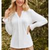 imageGRACE KARIN Womens Long Sleeve Shirts 2025 V Neck Dressy Casual Eyelet Tops Fall Lace Embroidered BlousesWhite