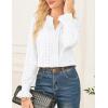 imageGRACE KARIN Womens Long Sleeve Shirts 2025 V Neck Dressy Casual Eyelet Tops Fall Lace Embroidered BlousesWhite