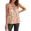 imageGRACE KARIN Halter Sequin Tank Tops for Women Sleeveless Sparkly Glitter Club Outfits Ruched Flowy Shiny Party Concert ShirtGold