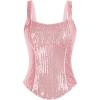 imageGRACE KARIN Sequin Tank Tops for Women Bustier Corset Top Sparkle Sexy Slim Camisole Sleeveless PartyPink