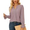 imageGRACE KARIN Womens Long Sleeve Shirts 2025 V Neck Dressy Casual Eyelet Tops Fall Lace Embroidered BlousesLeather Pink