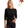 imageGRACE KARIN Cashmere Sweaters for Women Merino Wool Long Sleeve Sweater Casual Fall Crew Neck Sweater with Socks 2025Black