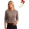 imageGRACE KARIN Cashmere Sweaters for Women Merino Wool Long Sleeve Sweater Casual Fall Crew Neck Sweater with Socks 2025Coffee