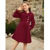 imageGRACE KARIN Girls Dress Coat Kids Wool Lapel Long Button Jackets Fall Winter Outerwear Peacoat with Pockets 512YBurgundy