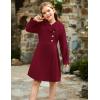 imageGRACE KARIN Girls Dress Coat Kids Wool Lapel Long Button Jackets Fall Winter Outerwear Peacoat with Pockets 512YBurgundy