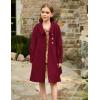 imageGRACE KARIN Girls Dress Coat Kids Wool Lapel Long Button Jackets Fall Winter Outerwear Peacoat with Pockets 512YBurgundy