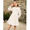 imageGRACE KARIN Girls Dress Coat Kids Wool Lapel Long Button Jackets Fall Winter Outerwear Peacoat with Pockets 512YWhite