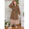 imageGRACE KARIN Girls Dress Coat Lapel Wool Blend Long Winter Jackets with Pockets Belt 614YDark Camel