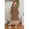 imageGRACE KARIN Girls Dress Coat Lapel Wool Blend Long Winter Jackets with Pockets Belt 614YDark Camel