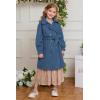 imageGRACE KARIN Girls Dress Coat Lapel Wool Blend Long Winter Jackets with Pockets Belt 614YDusty Blue