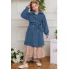 imageGRACE KARIN Girls Dress Coat Lapel Wool Blend Long Winter Jackets with Pockets Belt 614YDusty Blue