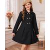 imageGRACE KARIN Girls Dress Coat Wool Peacoat with Lapel Pockets Winter Warm Long Jacket for Kids Size 614Black