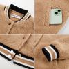 imageGRACE KARIN Girls Fleece Jacket Button Down Varsity Coat Fall Winter Baseball Outwear Clothes with Pocket for 714YCamel