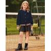 imageGRACE KARIN Girls Fleece Jacket Button Down Varsity Coat Fall Winter Baseball Outwear Clothes with Pocket for 714YNavy Blue