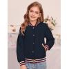 imageGRACE KARIN Girls Fleece Jacket Button Down Varsity Coat Fall Winter Baseball Outwear Clothes with Pocket for 714YNavy Blue