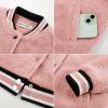 imageGRACE KARIN Girls Fleece Jacket Button Down Varsity Coat Fall Winter Baseball Outwear Clothes with Pocket for 714YPink