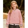 imageGRACE KARIN Girls Fleece Jacket Button Down Varsity Coat Fall Winter Baseball Outwear Clothes with Pocket for 714YPink
