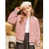 imageGRACE KARIN Girls Fleece Jacket Button Down Varsity Coat Fall Winter Baseball Outwear Clothes with Pocket for 714YPink