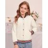 imageGRACE KARIN Girls Fleece Jacket Button Down Varsity Coat Fall Winter Baseball Outwear Clothes with Pocket for 714YWhite