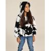 imageGRACE KARIN Girls Fleece Jacket Zip Up Sherpa Coat Kids Fall Hoodie Fuzzy Sweatshirt Size 514Cow Print
