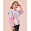 imageGRACE KARIN Girls Fleece Jacket Zip Up Sherpa Coat Kids Fall Hoodie Fuzzy Sweatshirt Size 514Pink Tiedye