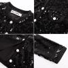 imageGRACE KARIN Girls Sequin Jackets Sparkle Dress Coats Button Cropped Cardigan for Kids 514Black