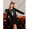 imageGRACE KARIN Girls Sequin Jackets Sparkle Dress Coats Button Cropped Cardigan for Kids 514Black