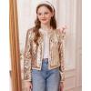 imageGRACE KARIN Girls Sequin Jackets Sparkle Dress Coats Button Cropped Cardigan for Kids 514Champagne