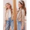 imageGRACE KARIN Girls Sequin Jackets Sparkle Dress Coats Button Cropped Cardigan for Kids 514Champagne