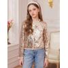 imageGRACE KARIN Girls Sequin Jackets Sparkle Dress Coats Button Cropped Cardigan for Kids 514Champagne
