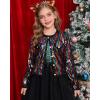 imageGRACE KARIN Girls Sequin Jackets Sparkle Dress Coats Button Cropped Cardigan for Kids 514Colorful Black