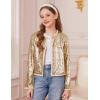 imageGRACE KARIN Girls Sequin Jackets Sparkle Dress Coats Button Cropped Cardigan for Kids 514Gold