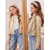 imageGRACE KARIN Girls Sequin Jackets Sparkle Dress Coats Button Cropped Cardigan for Kids 514Gold