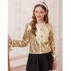 imageGRACE KARIN Girls Sequin Jackets Sparkle Dress Coats Button Cropped Cardigan for Kids 514Gold