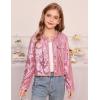 imageGRACE KARIN Girls Sequin Jackets Sparkle Dress Coats Button Cropped Cardigan for Kids 514Pink