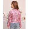imageGRACE KARIN Girls Sequin Jackets Sparkle Dress Coats Button Cropped Cardigan for Kids 514Pink